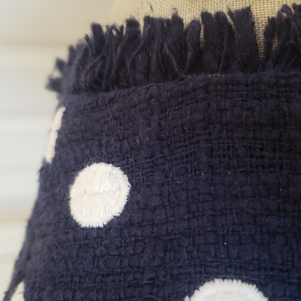 J. Crew Navy White Polka Dot Boucle Tweed Sheath Dress Sleeveless Size 6P Petite - Picture 13 of 16